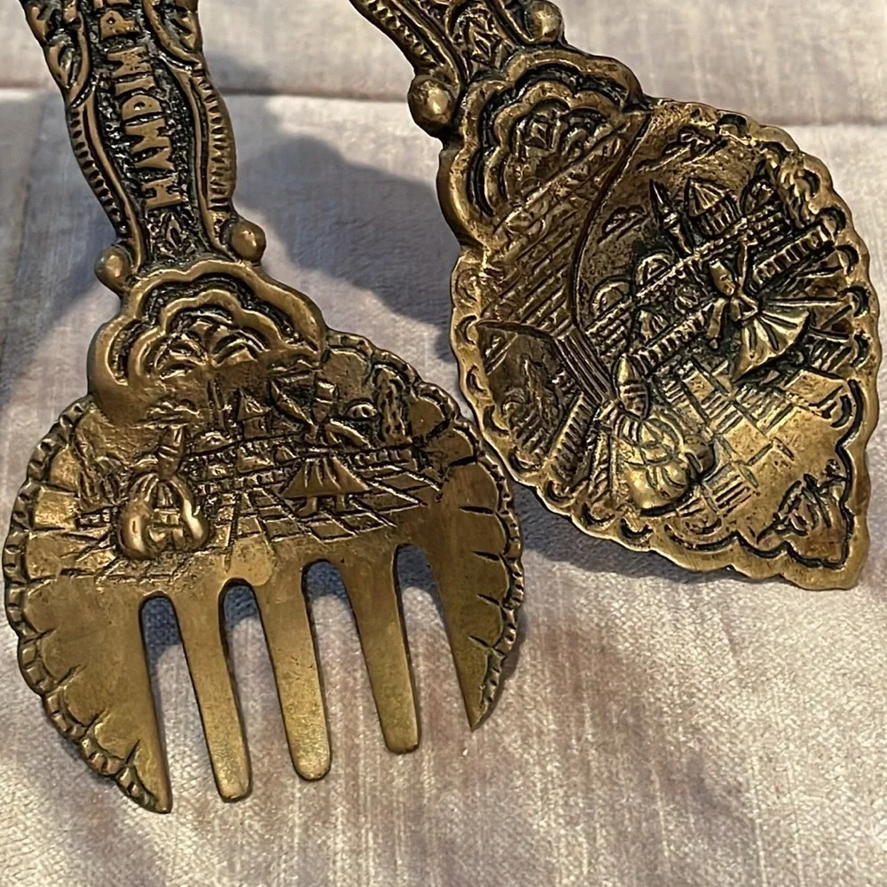 Antique Vintage 1950’s Brass Turkish Whirling Dervish Fork & Spoon Salad Decor